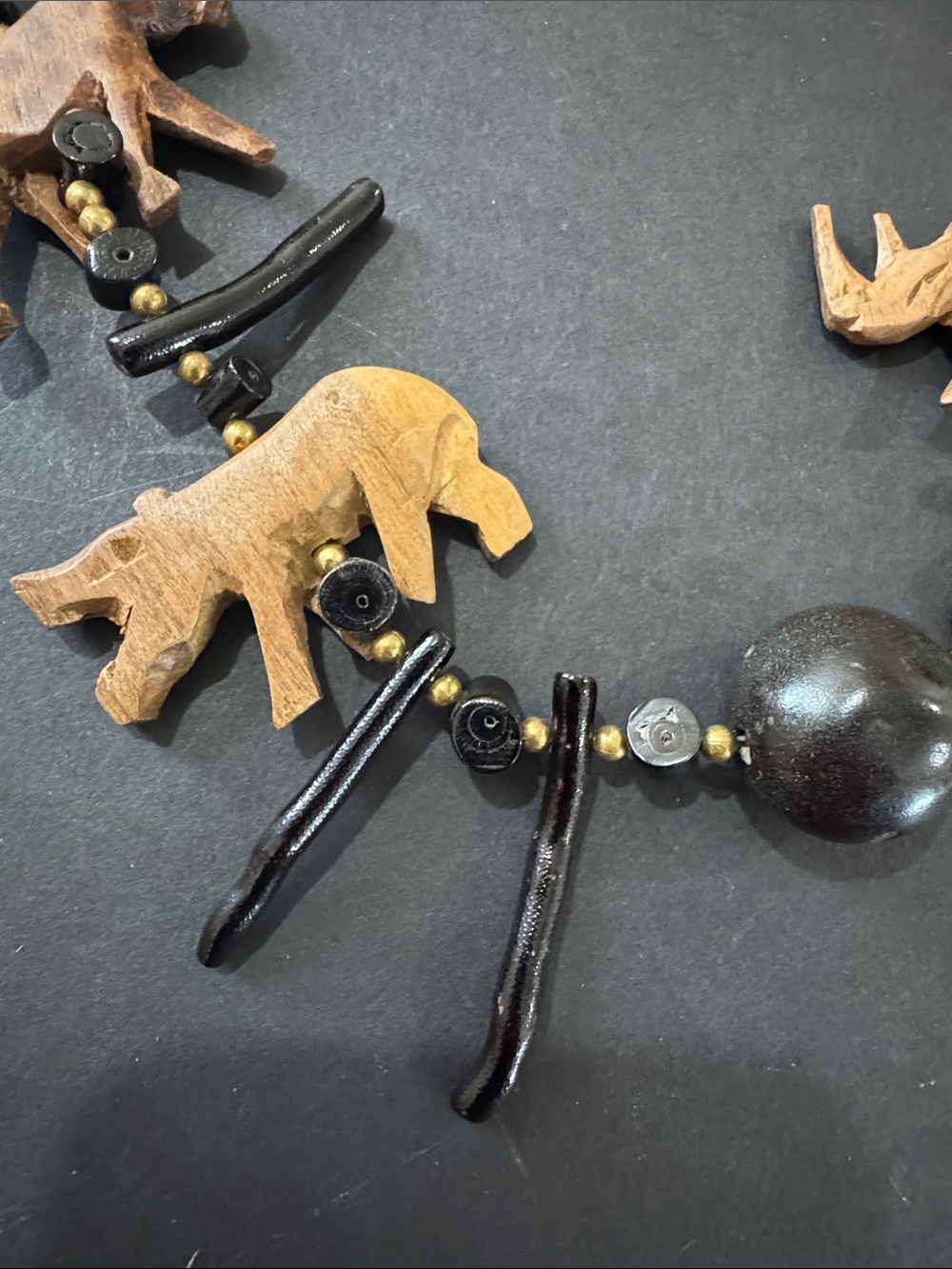 Vintage African Safari Animal Wood Necklace - Picture 6 of 12